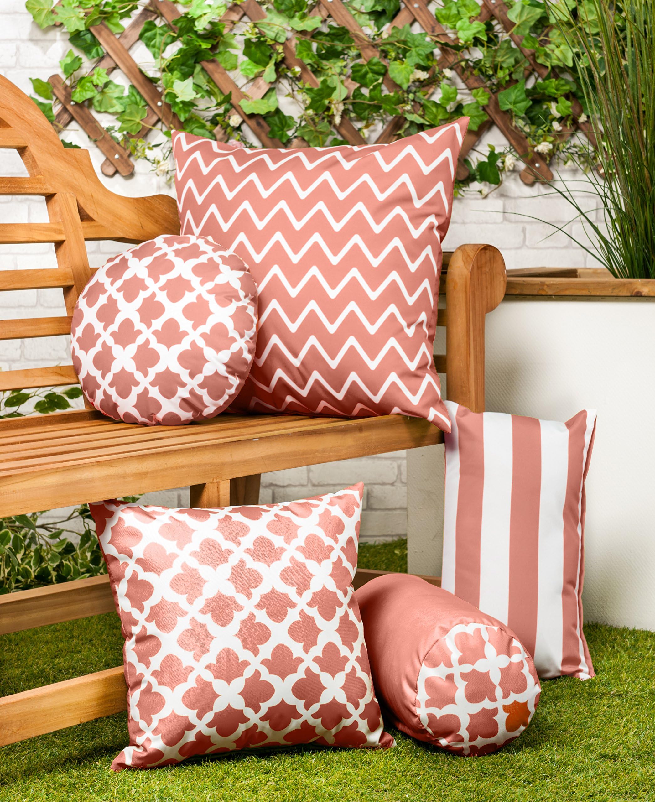 Shopisfy Colourful Garden Designs Water Resistant Modern Indoor/Outdoor Scatter Cushion (Pink, 12x20 Cushion)