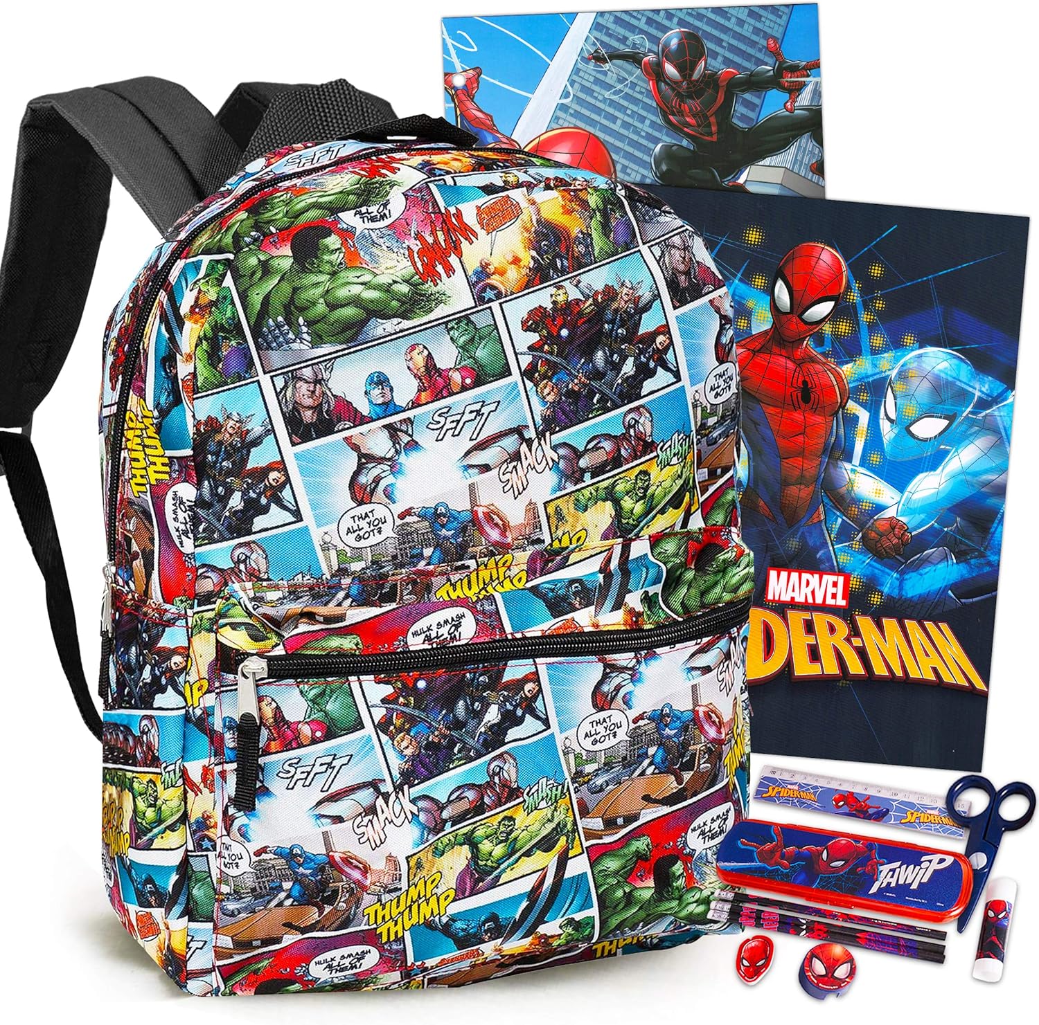 Marvel Avengers Backpack Set Boys Girls Kids 7 Piece Marvel Avengers