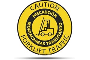 TRADESAFE Bilingual Caution Forklift Traffic Anti-Slip Floor Sticker - Precaución Montacargas Transitando Caution Sign, Peel and Stick Adhesive Vinyl Sign, ANSI-Compliant, 17” Diameter Round Sticker