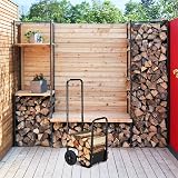Relaxdays Steel Firewood Cart 2 Wheels Log Transport Storage Indoor Outdoor view 2