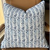 MANOJAVAYA Herringbone Printed Pillow Cover - 18x18 Inch Blue Square Cushion Cover - Decorative Throw Pillowcase for Sofa, Couch, Bed - Modern Geometric Print