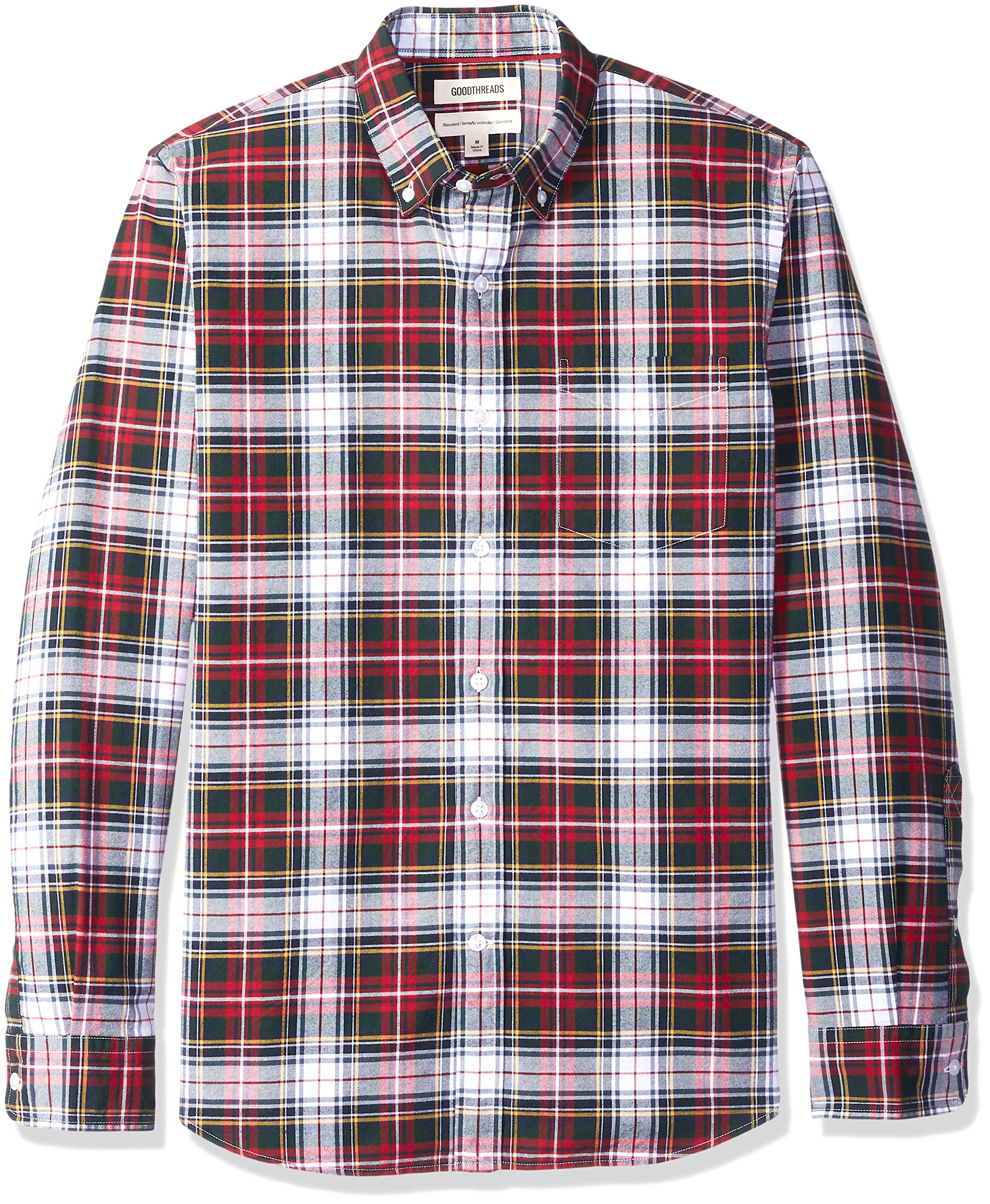 Goodthreads Men's Standard-Fit Long-Sleeve Plaid Oxford Shirt