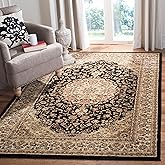 SAFAVIEH Lyndhurst Collection Area Rug - 8' x 11', Black & Ivory, Traditional Oriental Medallion Design, Non-Shedding & Easy 