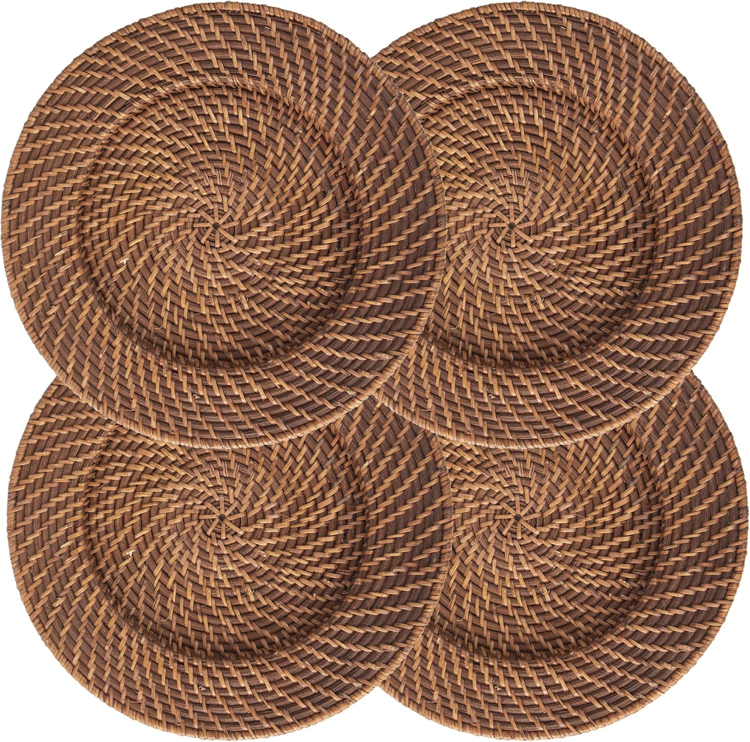 4 Packs Wicker Charger Plates for Dinner, Party, Wedding Woven Rattan