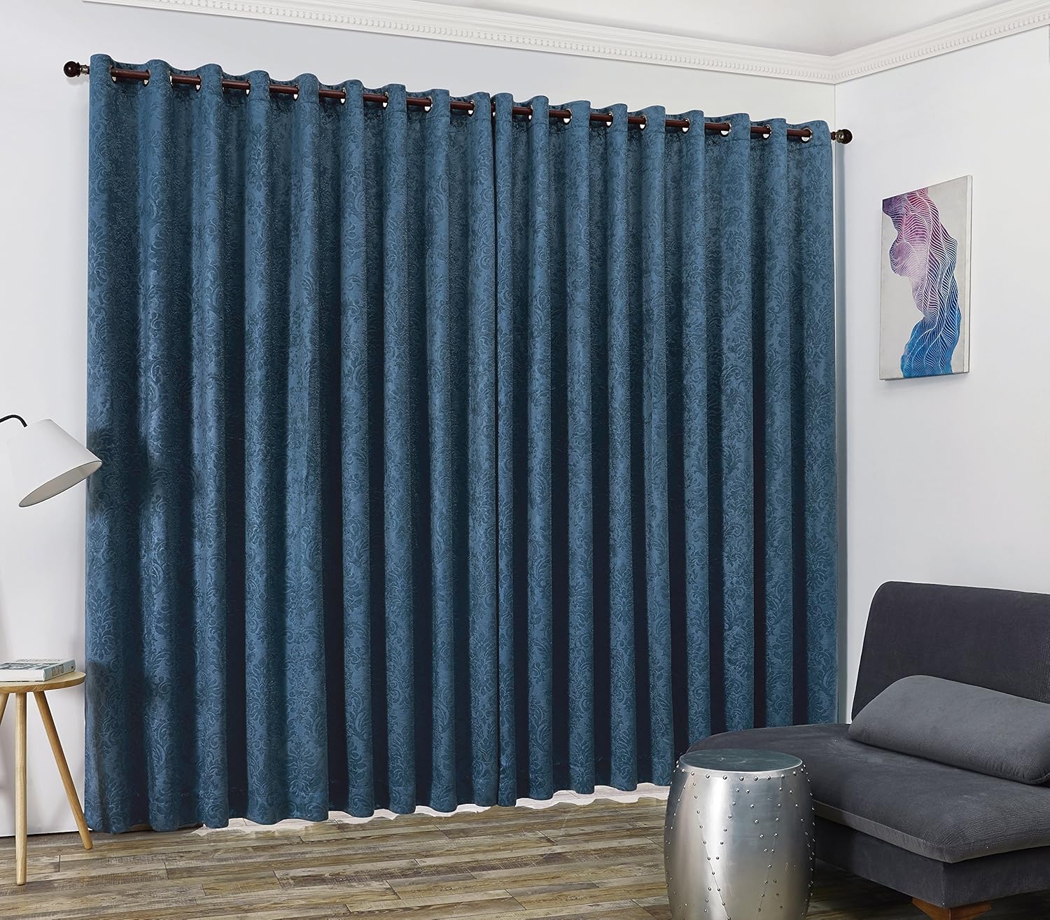 AsaTex Loretta - 1 Embossed Patio Extra Wide Curtain Panel with 16 Grommets - Thermal Weaved Blackout - Noise Reduction Fabric - Ideal for Sliding and Patio Doors (Patio 102 W x 84, Charcoal)