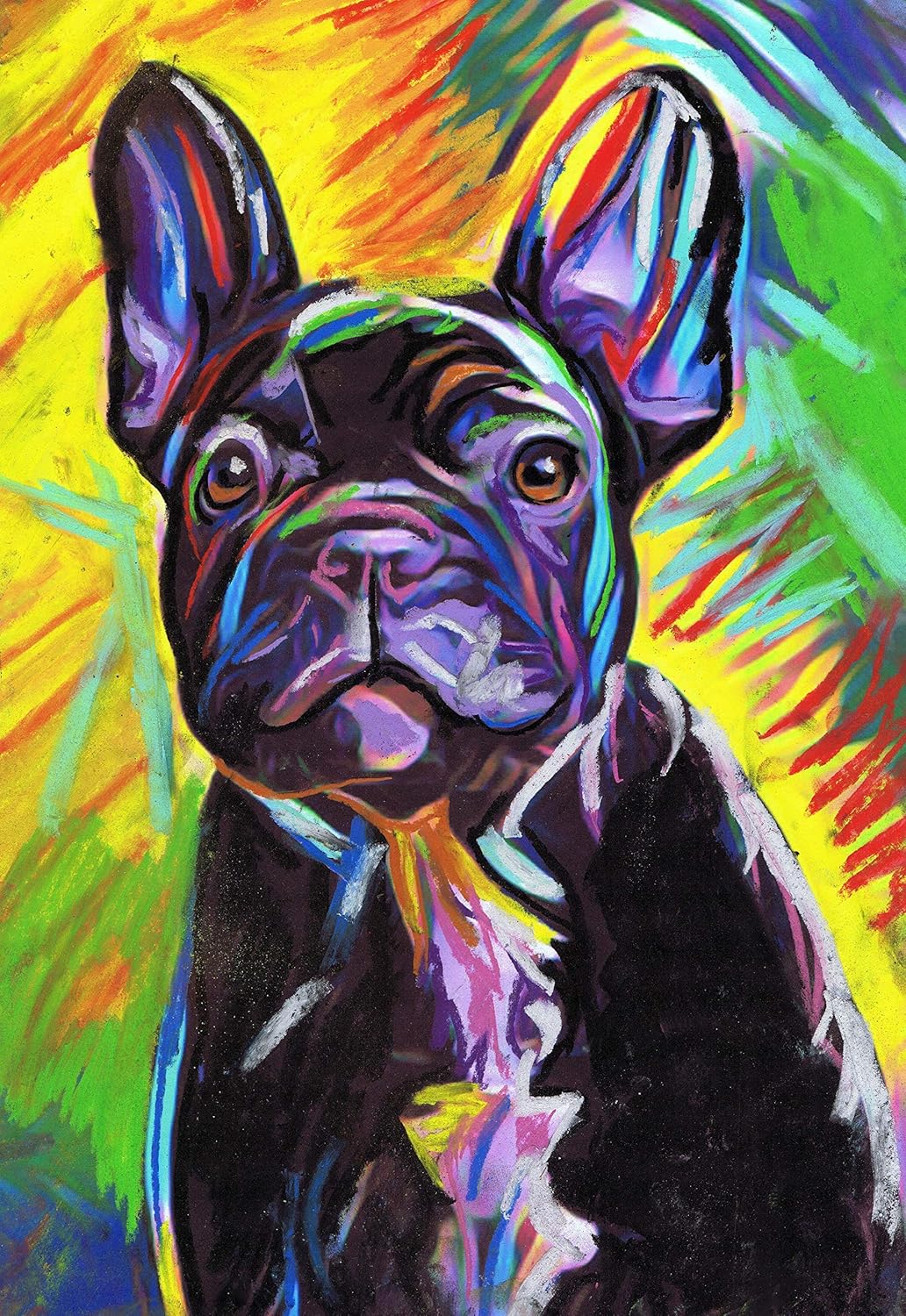 French Bulldog Art Black Frenchie Pastel Painting Colorful Frenchie Owner Gift French Bulldog Decor Dog Wall Art Print Colorful French Bull Dog Artwork By Oscar Jetson Amazon Co Uk Handmade