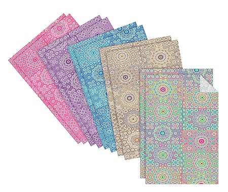 Decopatch 10 Bögen décopatch Papier-Set Ornamente ca. 30x20cm Spar-Pack Hippy farbenfroh Stärke 20g/qm