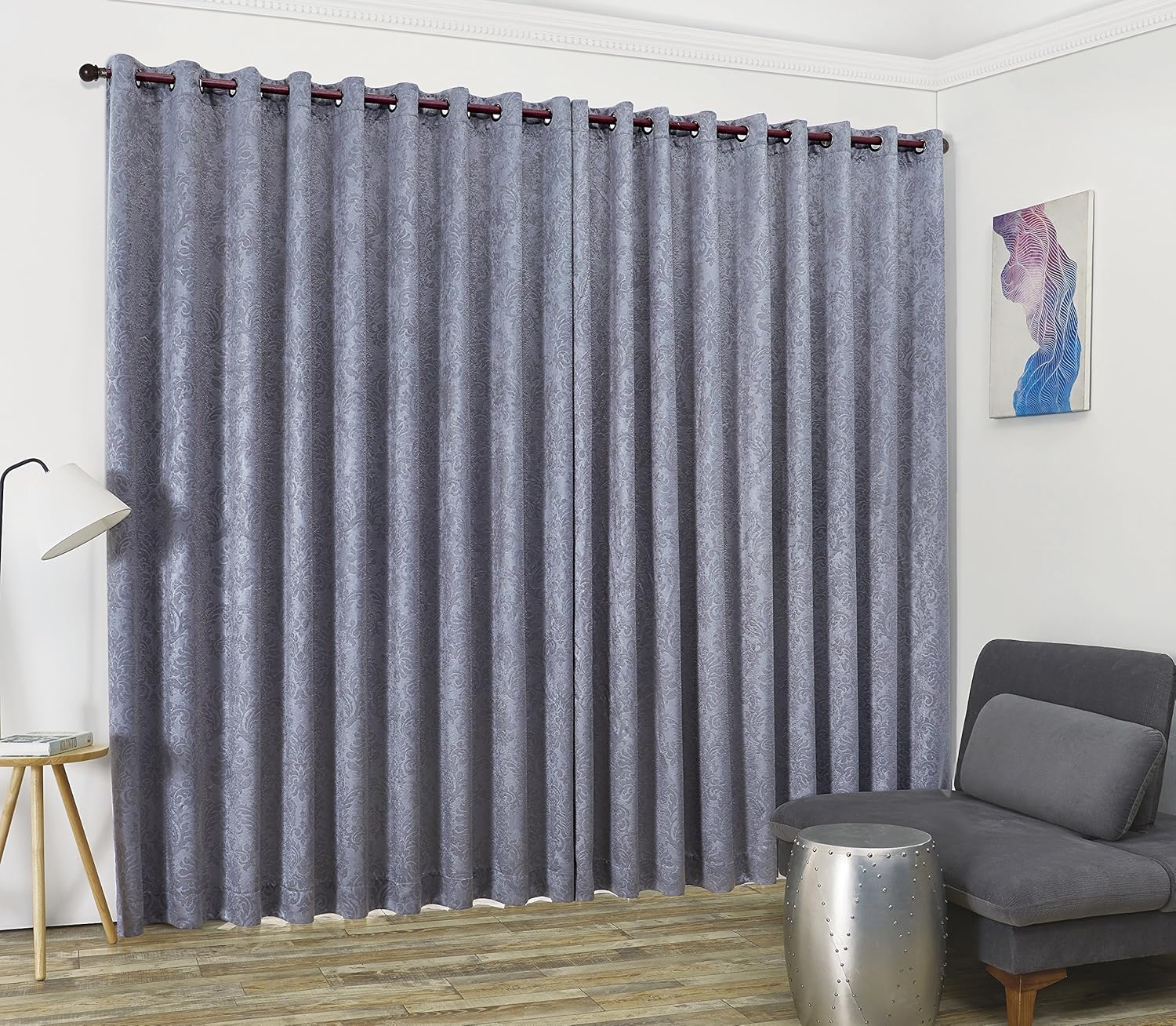 AsaTex Loretta - 1 Embossed Patio Extra Wide Curtain Panel with 16 Grommets - Thermal Weaved Blackout - Noise Reduction Fabric - Ideal for Sliding and Patio Doors (Patio 102 W x 84, Charcoal)