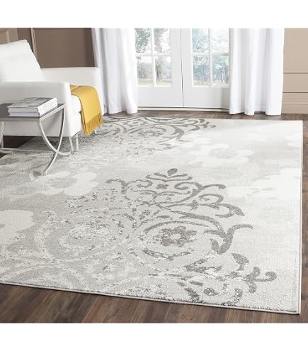 Safavieh Tappeto Floreale Contemporanea Adirondack Ivory E Viola – 274x365 Cm, Antimacchia E Basso Spessore