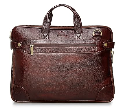 The Clownfish 17 inch Leather Laptop and Tablet Bag - MacBook Pro, MacBook Air Laptop Bag (Maroon Black)