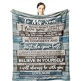 Wisegem Son Gifts from Mom - to My Son Blanket 60"x50" - Birthday Gifts for Boys from Mother - Sons Graduation Fathers Day Birthday Gift Ideas