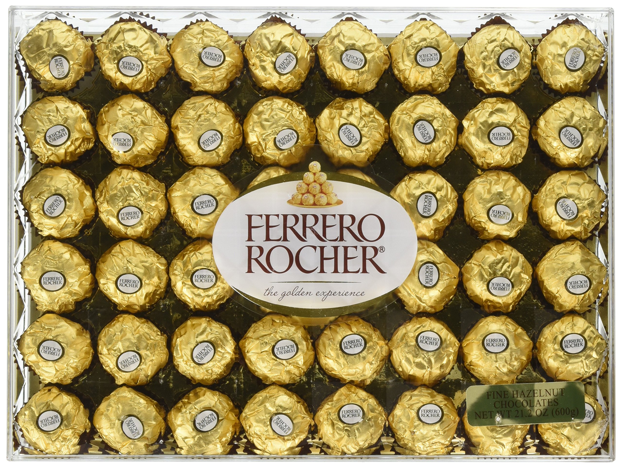 Ferrero Rocher Fine Hazelnut Chocolates, 48 Count Flat, 21.2 oz