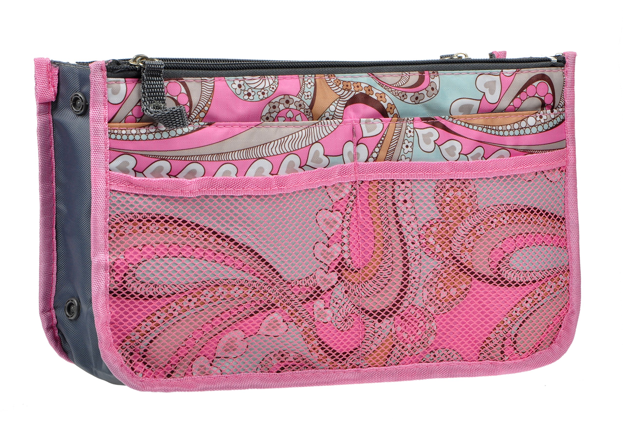 Photo 1 of **BLACK**Vercord Purse Organizer Insert for Handbags Bag Organizers Inside Tote Pocketbook Women Nurse Nylon 13 Pockets Pink Flowers Small