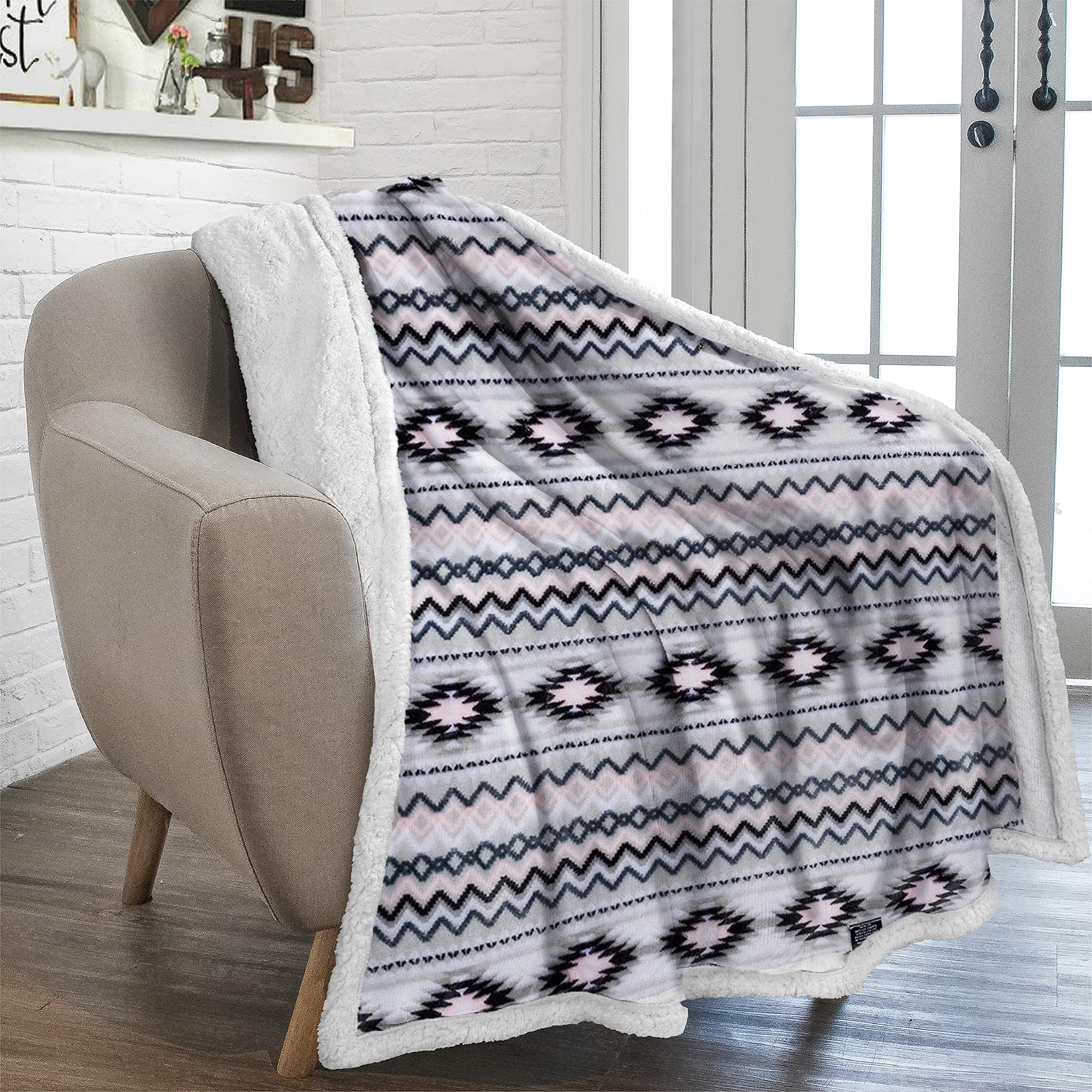 TrailCrest Sherpa Fleece Throw Blanket, Cozy Plush