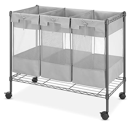 Whitmor Supreme 3 Bag Gunmetal Gray Laundry Organizer