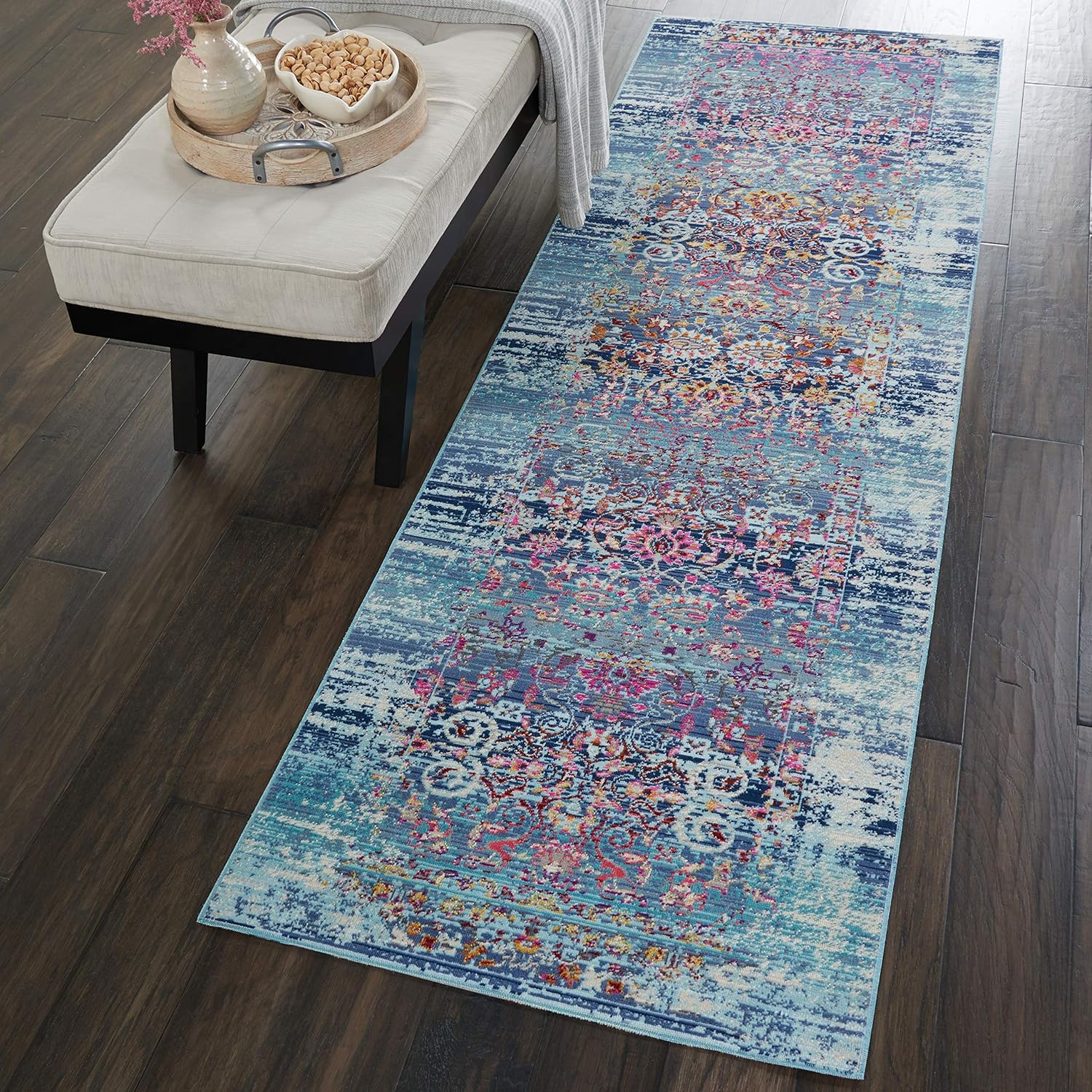 Rugs Direct Rug, Polypropylene, Blue, 2'4''X8''' Amazon.co.uk Kitchen