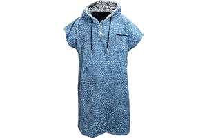 Open Road Goods Surf Poncho/Adult Hooded Towel/Wetsuit Changing Robe - Charcoal Black/Indigo Blue; Saves a Sea Turtle's Life