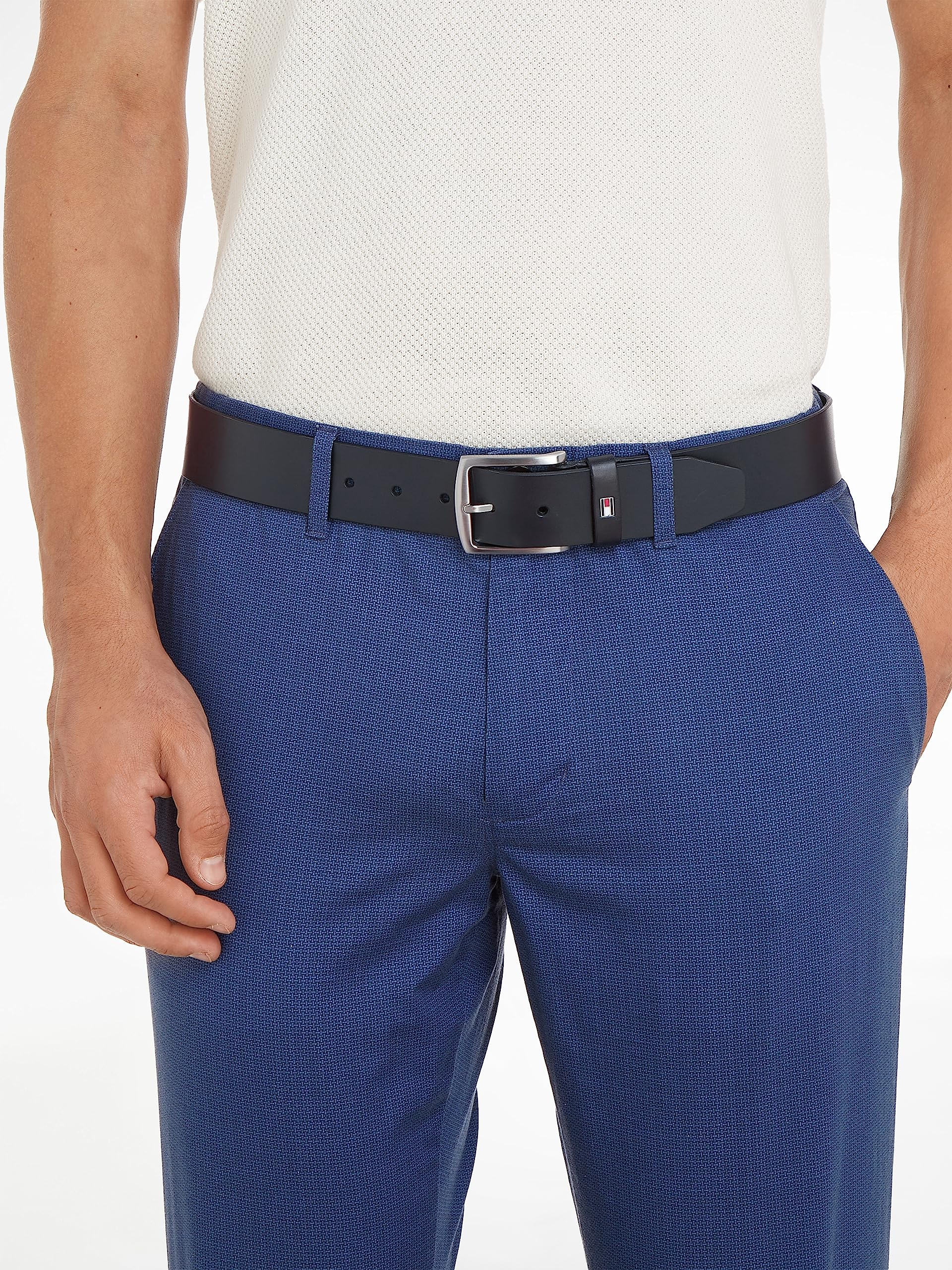 Tommy Hilfiger Herren Gürtel New Denton Belt 4.0 Ledergürtel, Blau (Midnight), 105 cm 2