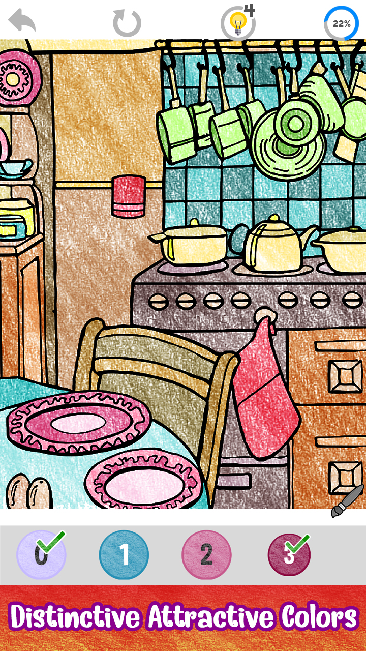 Kitchen Paint by Number Grownups Paint + Glitter + Crayon Coloring