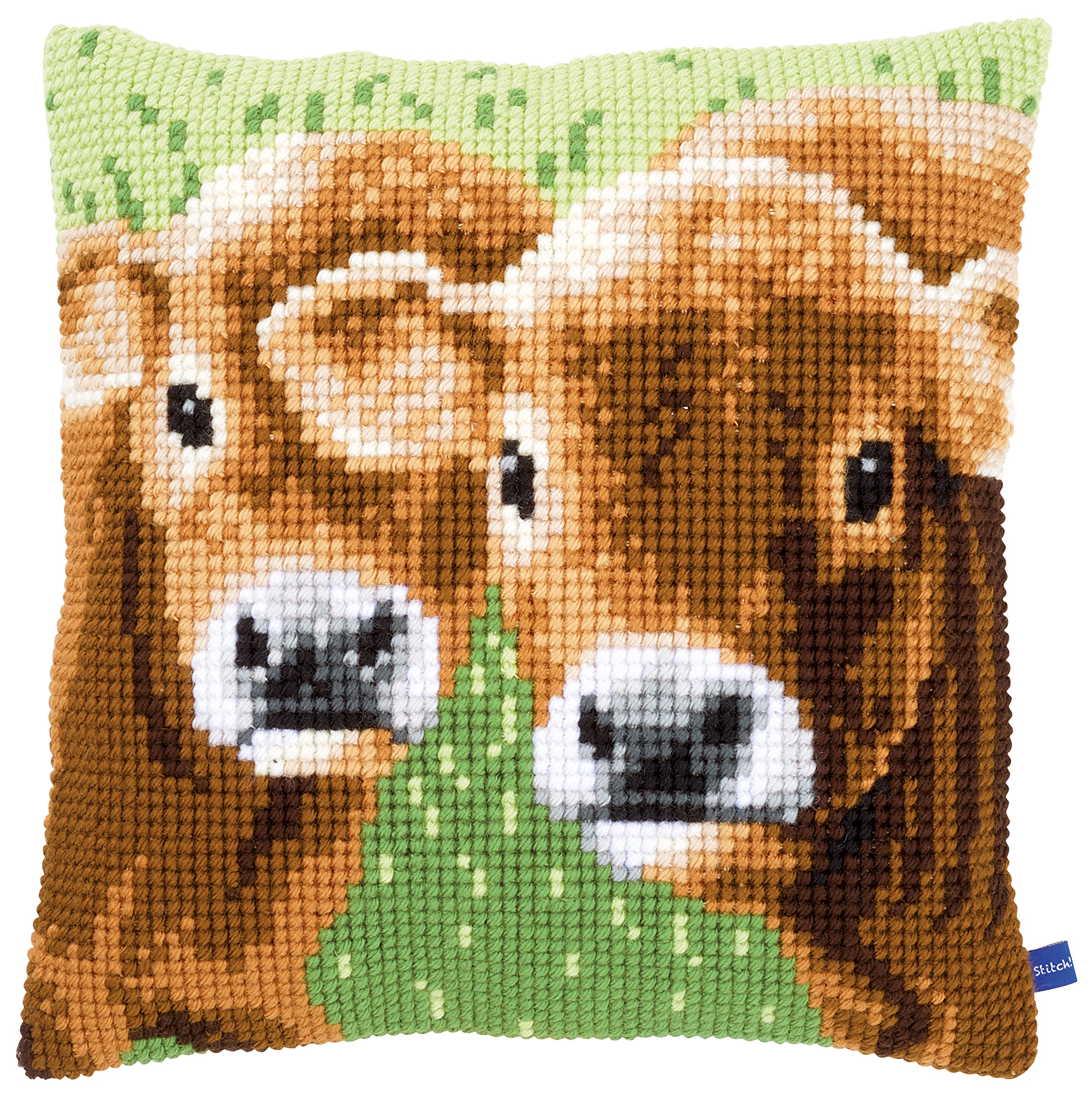 Vervaco Cross Stitch Kit: Cushion: Two Calves, Cotton, Multicoloured, 40 x 40 x 0,3 cm