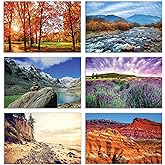 Better Office Products 50-Pack All Occasion Greeting Cards Box Set, 4 x 6 inch, 50 Assorted Blank Note Cards & 50 Envelopes, 6 Nature Photography Americana Designs, Blank Inside, 50 Pack