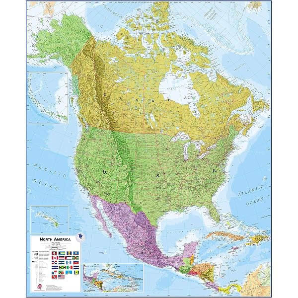 Amazon.com: National Geographic North America Wall Map - Classic