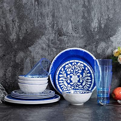 Blue Melamine Dinnerware Set 16 Pieces, Service Nigeria Ubuy