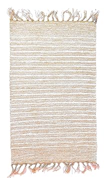 Second Nature Natürliche Baumwolle & Jute beige Cream Light Pin Stripe Teppich 60 cm x 90 cm