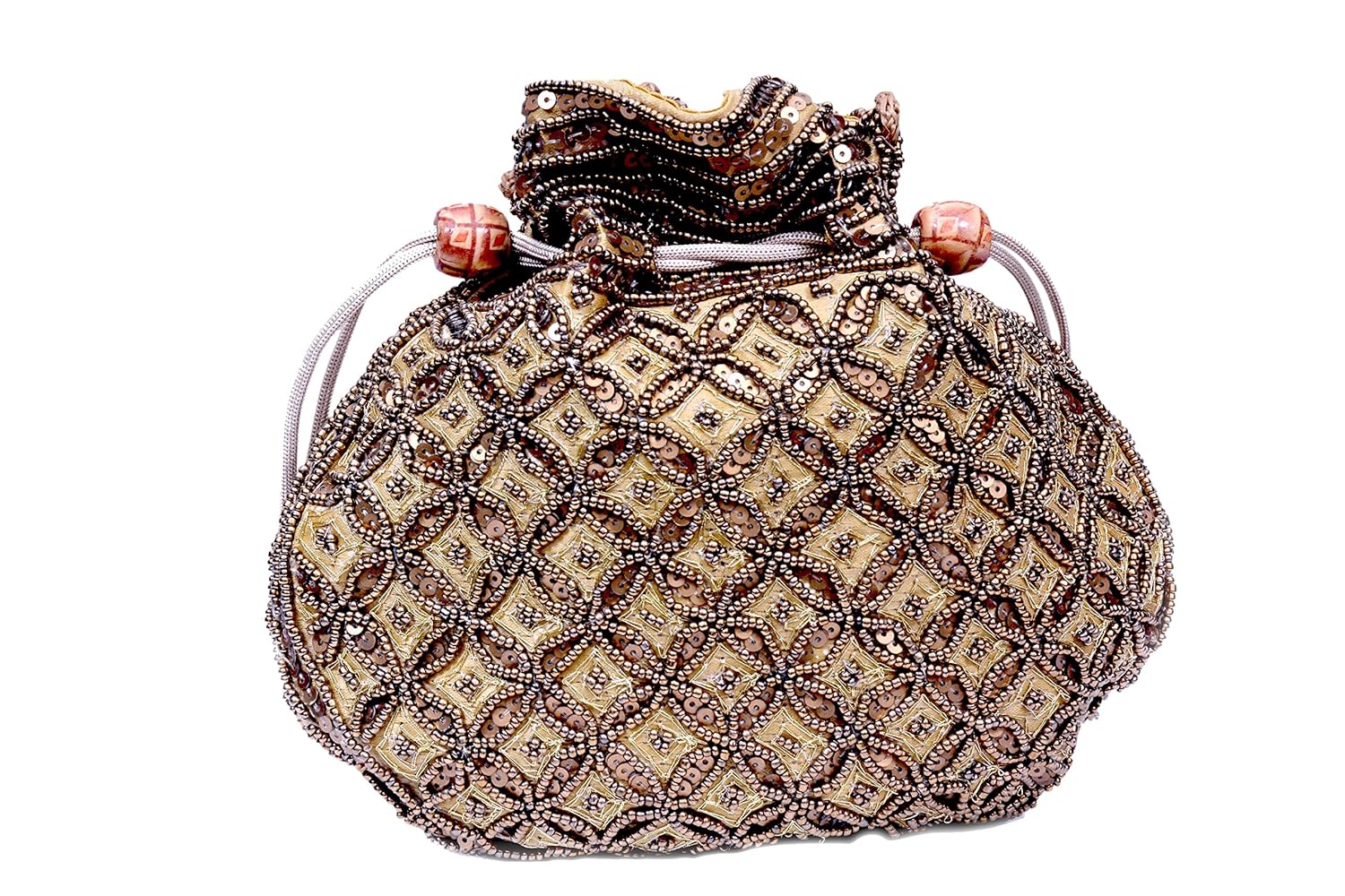 craft trade attractive ethnic rajasthani silk beaded work drawstring potli bag