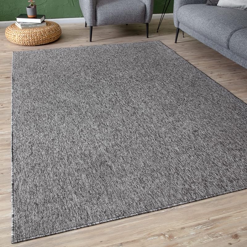 THE RUGS Low Pile Area Rug Grey 120x170 cm Non-Shedding Modern Home