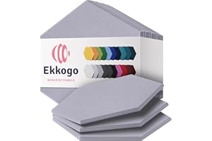 Ekkogo Acoustic Panels 12-Pack Soundproof Wall Panels 14"X12.1"X0.4" Sound Panels High Density Sound Dampening Panels - [Cloud Gray Hexagon]