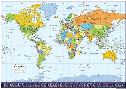 Carte Du Monde Avec Drapeaux En Vinyle Taille A0 841 X