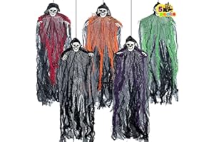 JOYIN 27.6” Halloween Decorations Outdoor Hanging Grim Reapers, 5 Pack Halloween Hanging Ghost Decoration, Halloween Skeleton Flying Ghost for Graveyard Yard Prop Décor, Halloween Outdoor Indoor Decor