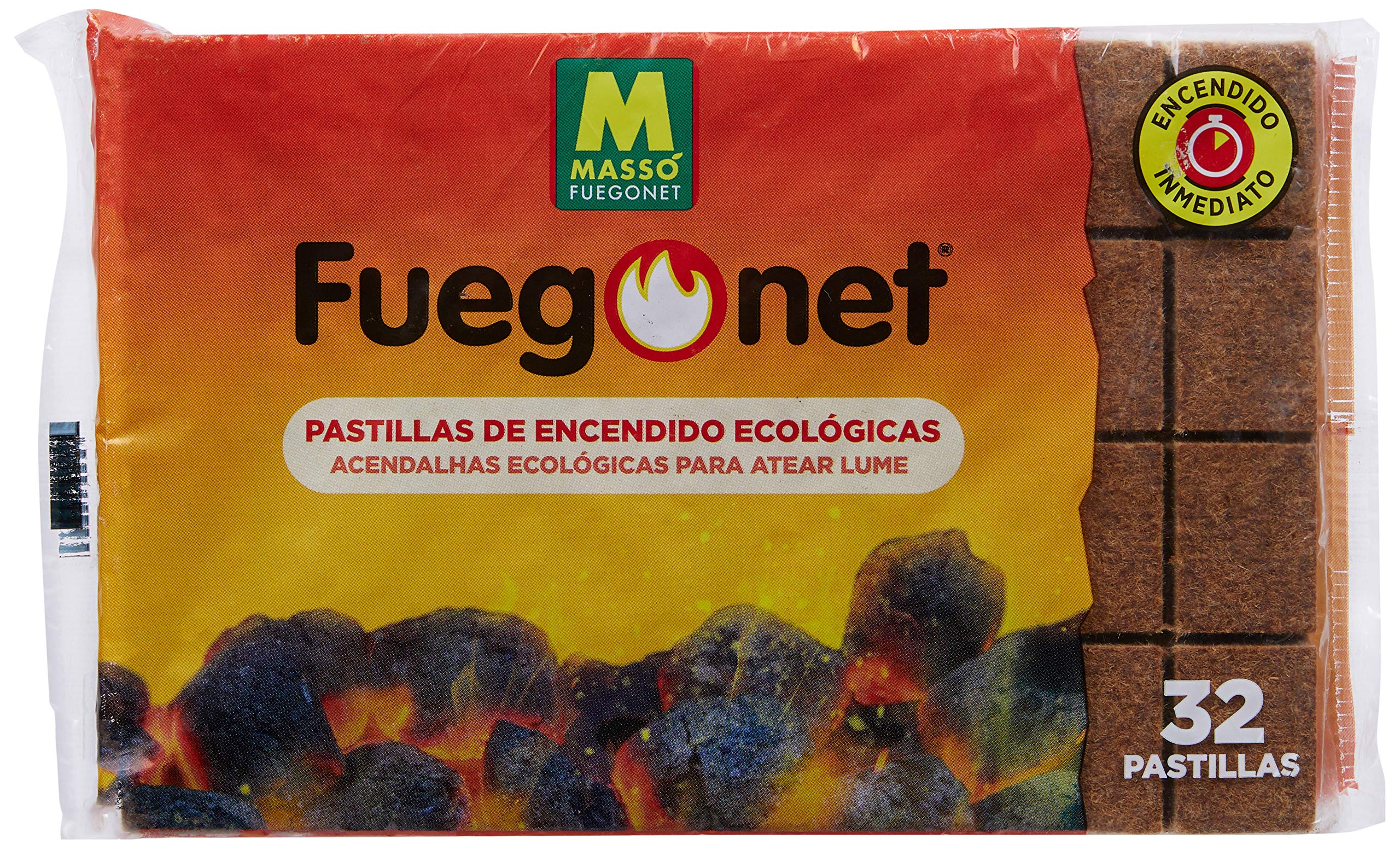 Massó Fuegonet Eco-Friendly Lighter Tablets for BBQs and Fireplaces, 1 Pack of 32 Tablets