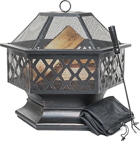 PRISP Brasero de Exterior, Hoguera Hexagonal para el jardín, Patio o la