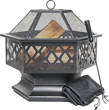 PRISP Brasero de Exterior, Hoguera Hexagonal para el jardín, Patio o la
