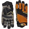 Custom Leathercraft160L Contractor XtraCoverage Flex Grip Work Gloves, Durable Synthetic Leather, Padded Knuckles Black, Brown, Large