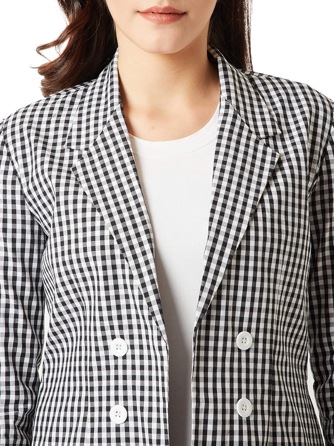 miss chase women's black and white checkered blazer