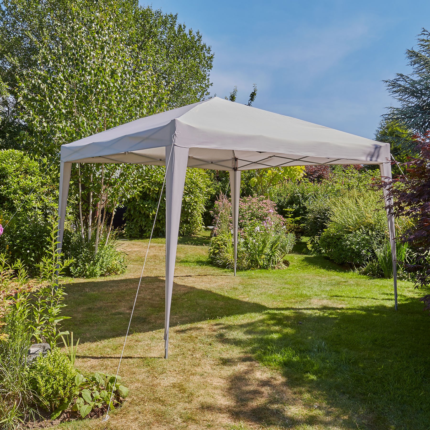 Home Source Pop Up Gazebo 3x3m Outdoor Garden Marquee Tent Waterproof Adjustable Height UV Protection Easy Up Grey With Carry Bag