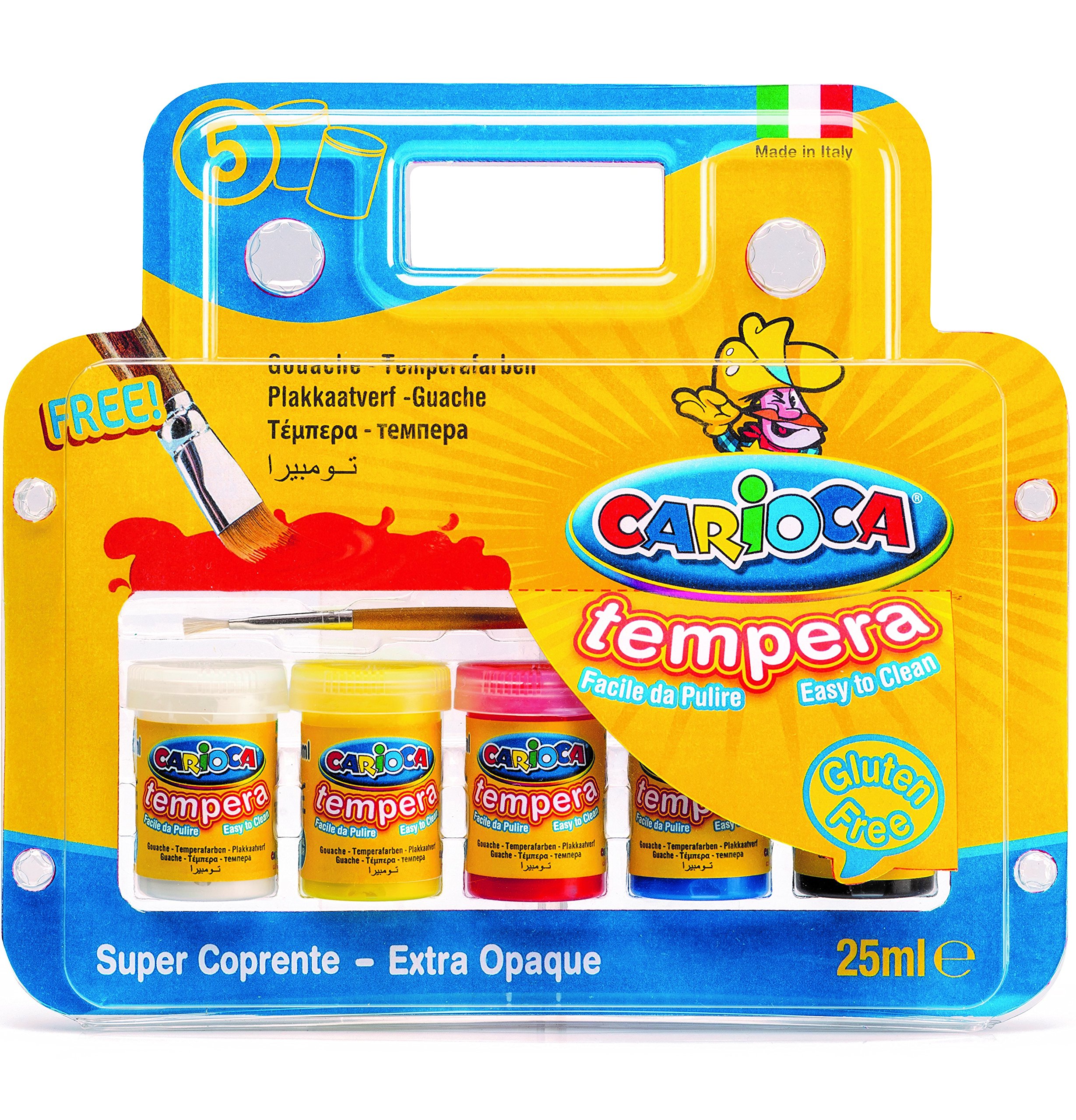 CARIOCA - Blister with 5 Tempera Glasses, with Brush, 35 g (K73500035)