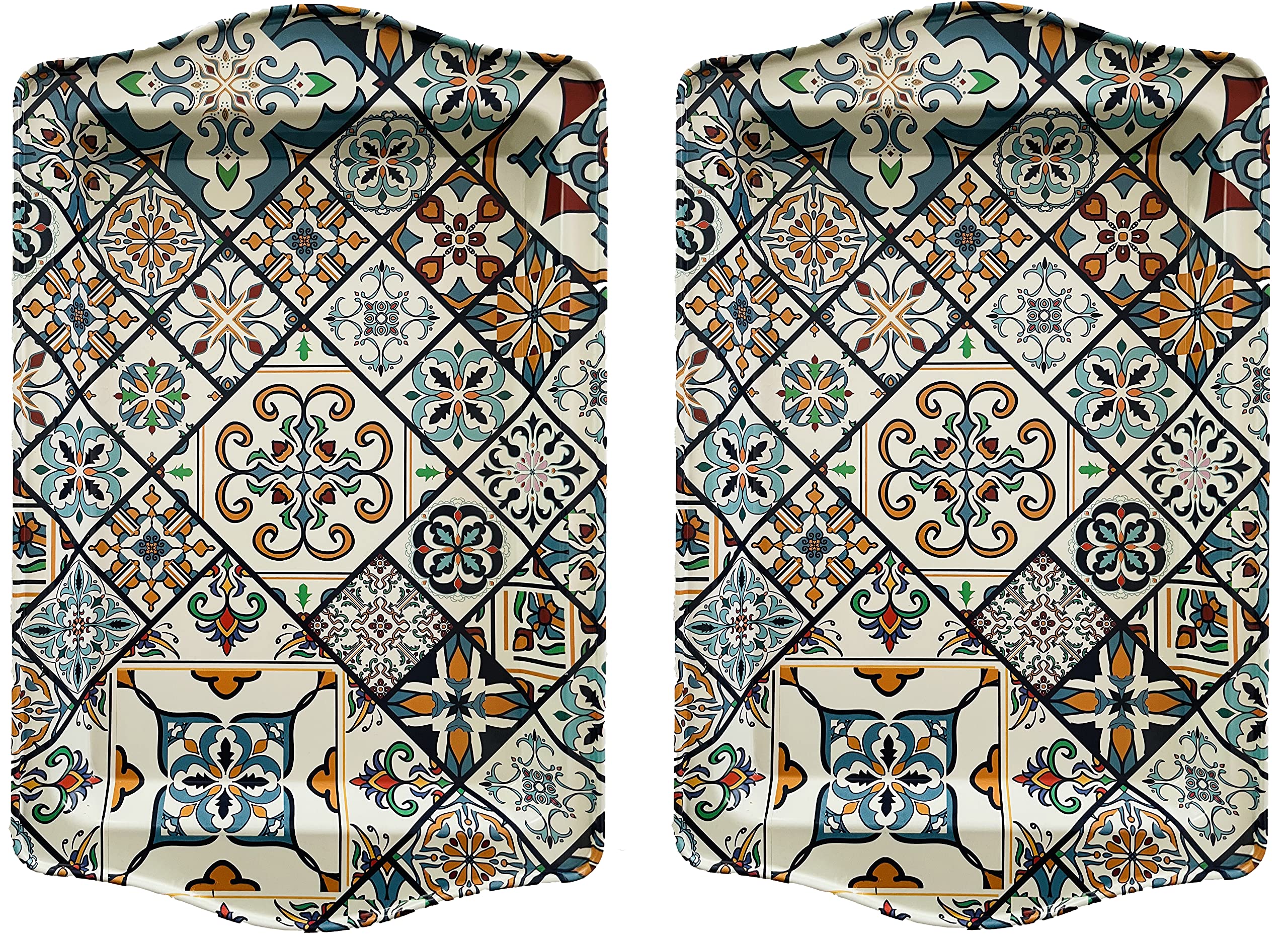 Totally Turkish Premium Design Small Serving Tray – Twin Pack of Trays with Gift Box, Decorative Serving Plates for Cups, Drinks, Bowls. 25 x 16 cm. Surface tidier for Household Items (Cappadocia)