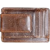 HOPSOOKEN Money Clip RFID Front Pocket Wallet Men Leather Slim Minimalist Wallet