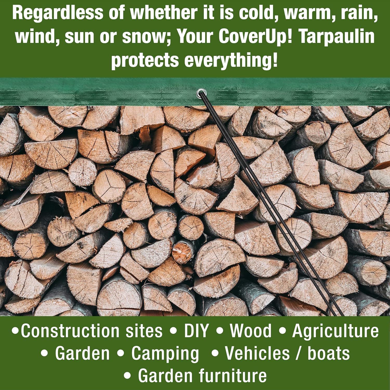 MYPURECORE Green Tarpaulin, Heavy Duty, Waterproof Cover Plastic Tarp, Durable Sheet for Garden Caravan, Camping, Outdoor, UV - Image 5