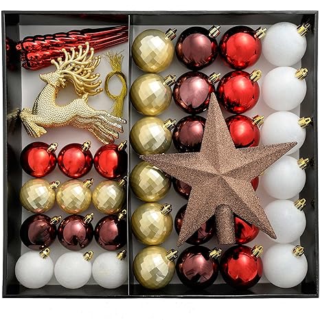 Werchristmas Shatterproof Luxury Christmas Tree Baubles 50 Piece