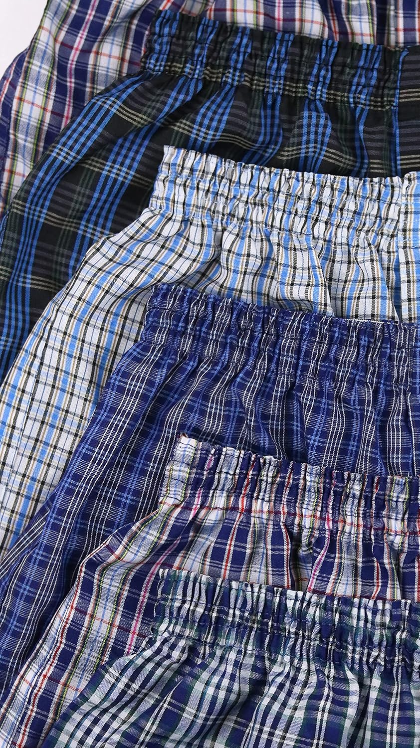 ToBeInStyle Boys' Pack of 6 Tartan Patterned Boxer Shorts: Clothing