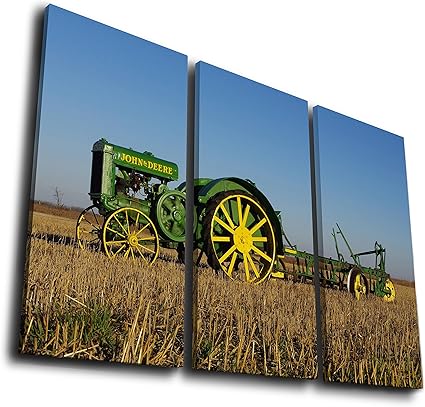 Hq Art 3 Pcs John Deere Tractor Prints Paintings Canvas Wall Art