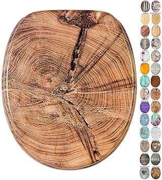 WC Sitz mit Absenkautomatik, viele schöne Holz WC Sitze zur Auswahl, hochwertige und stabile Qualität (Old Tree)