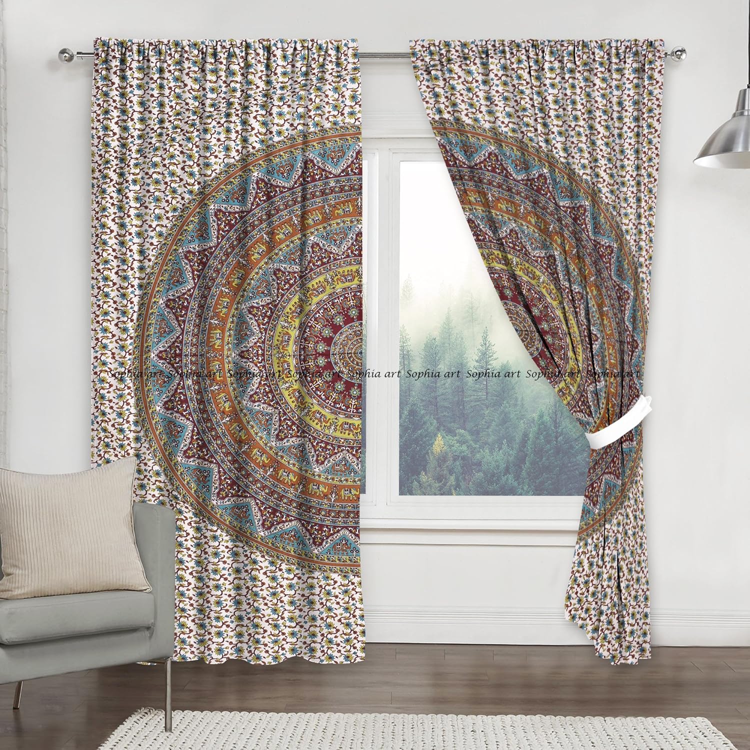 multi tapiz de dormitorio cortina india