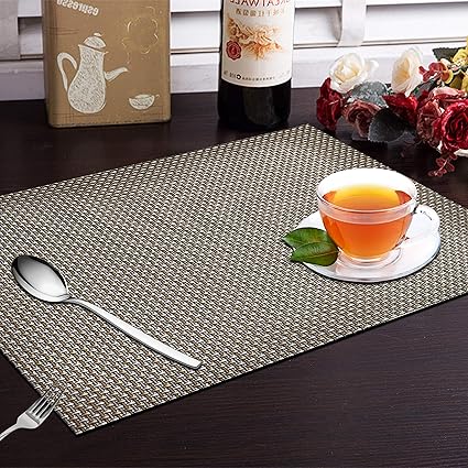 Yellow Weaves 6 Piece Dining Table Placemats - Copper Black