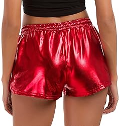 Tandisk Women's Yoga Hot Shorts Shiny Metallic